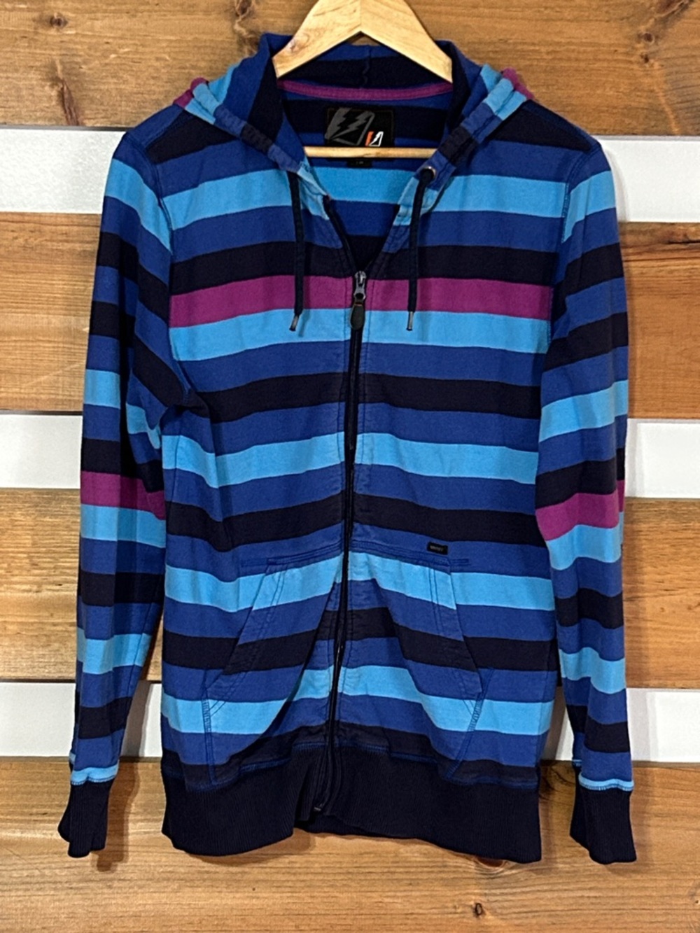Amplify Men's Lightweight Multi-Colored Striped Zipper Jacket Size Large